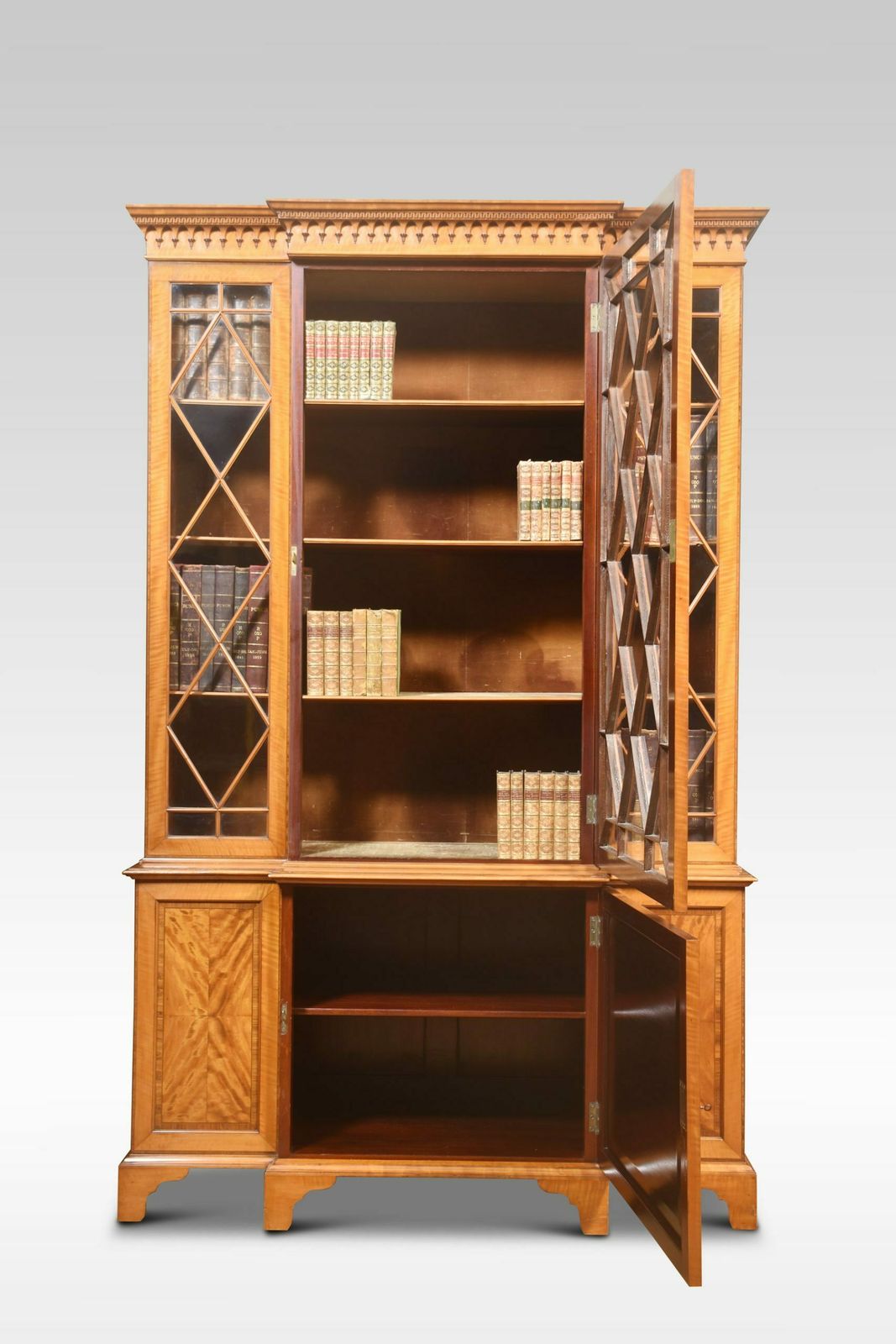 Sheraton Revival Satinwood Breakfront Bookcase photo buy