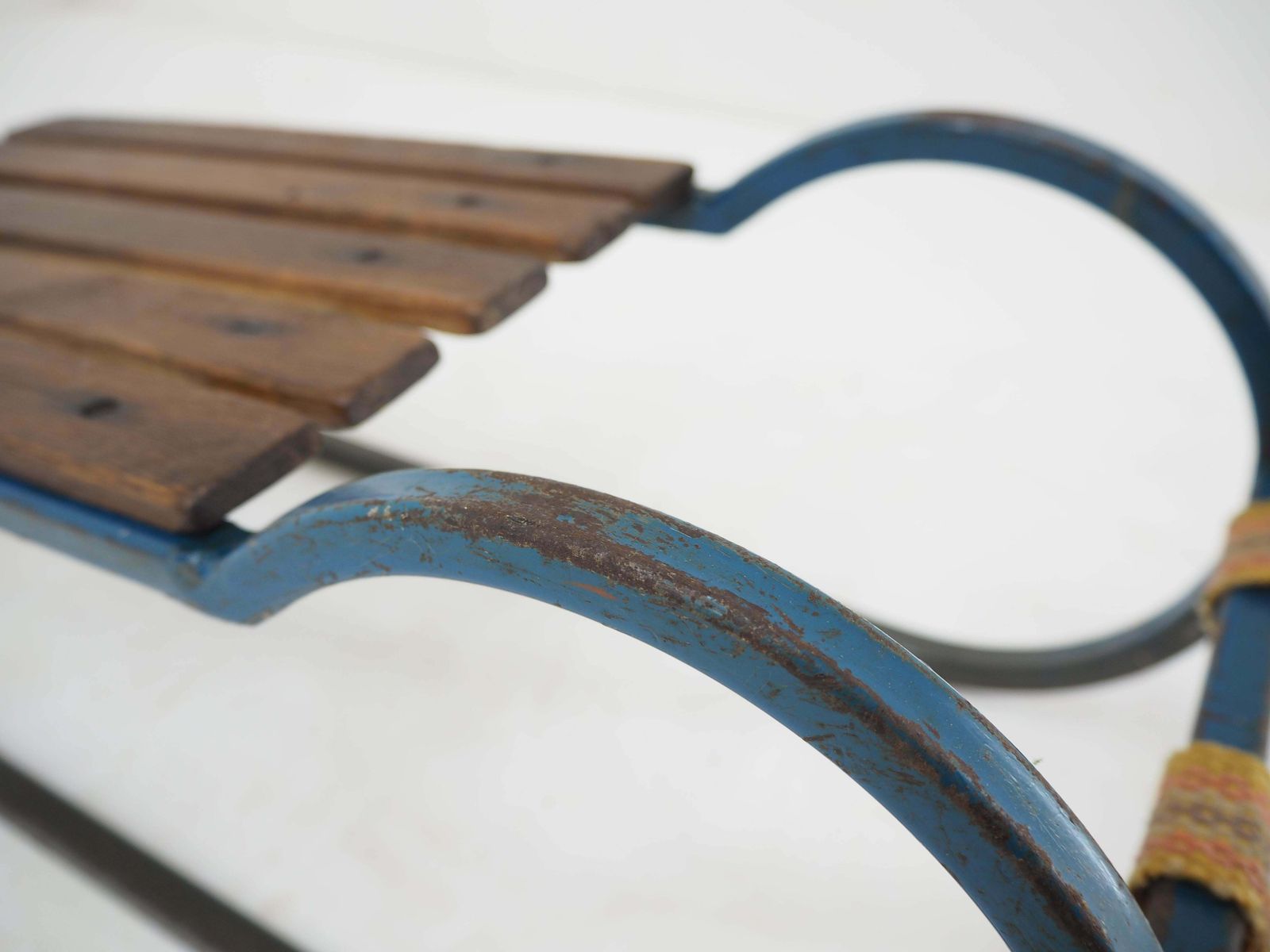 photo for sale Early 20th Century Steel And Wood Kids Toboggan Europe