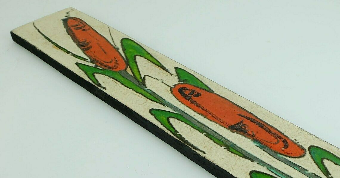 Rare Tall Ruscha Wall Plaque Model No. 773/2 Floral Hand Painted Motif 1960s photo furniture