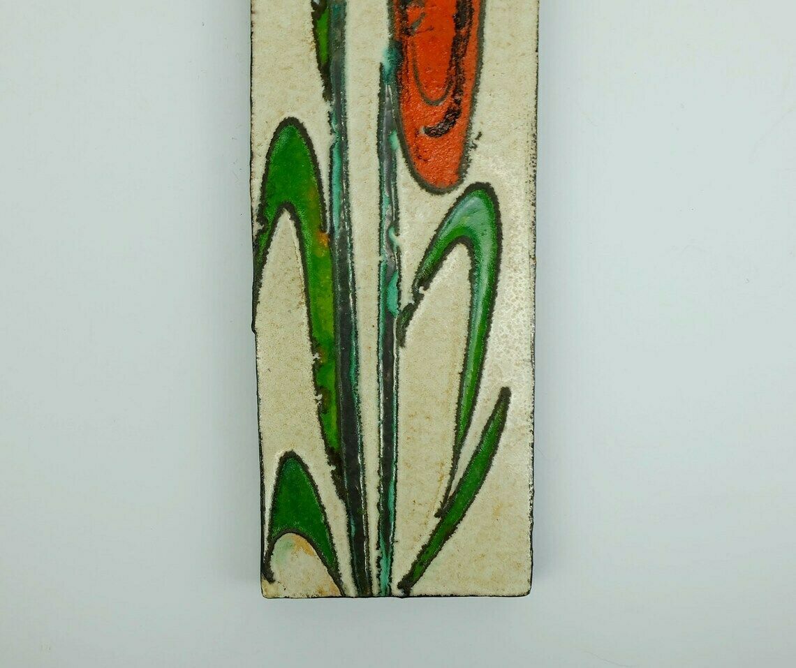 Rare Tall Ruscha Wall Plaque Model No. 773/2 Floral Hand Painted Motif 1960s photo vinterior