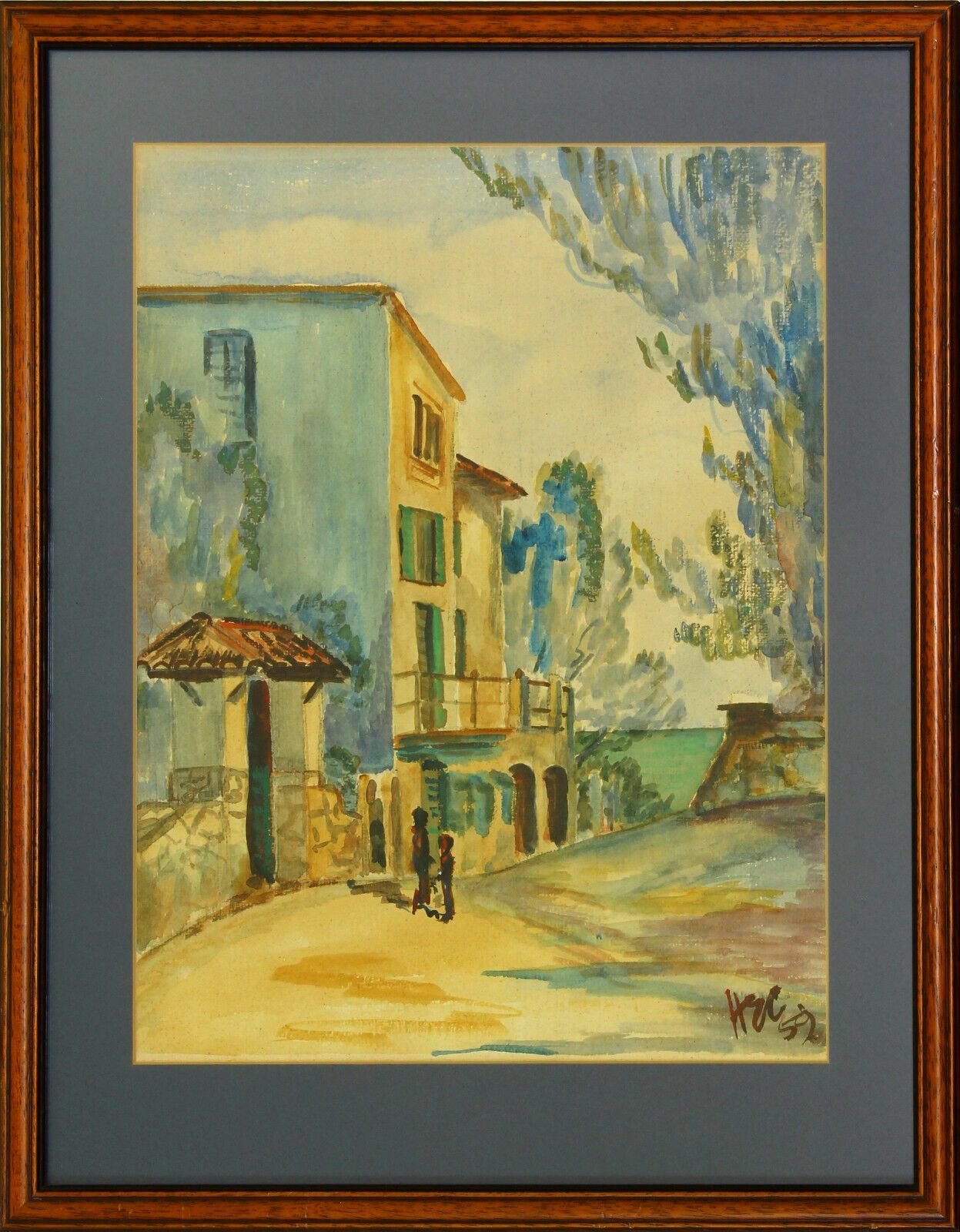 Watercolour By Harold Edward Collin. Mediterranean Town Houses