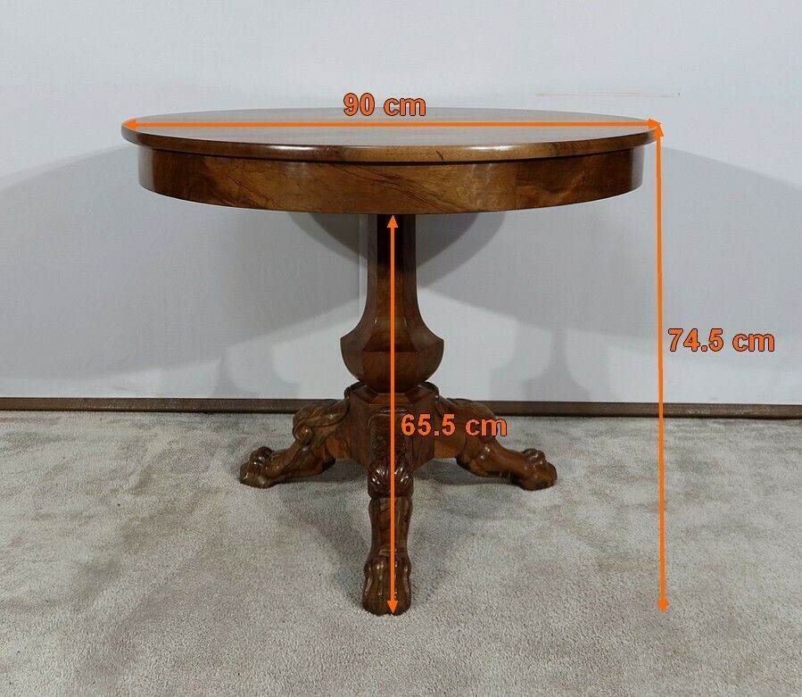 photo for sale Estate Pedestal Table In Solid Walnut, Restoration Period, Early 19th Century