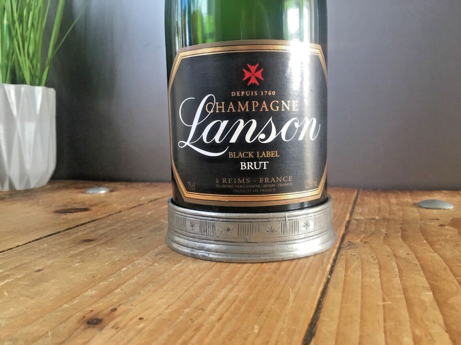 Modernist Norwegian Hadeland Tinnstoperi Pewter Champagne Wine Bottle Coaster photo furniture
