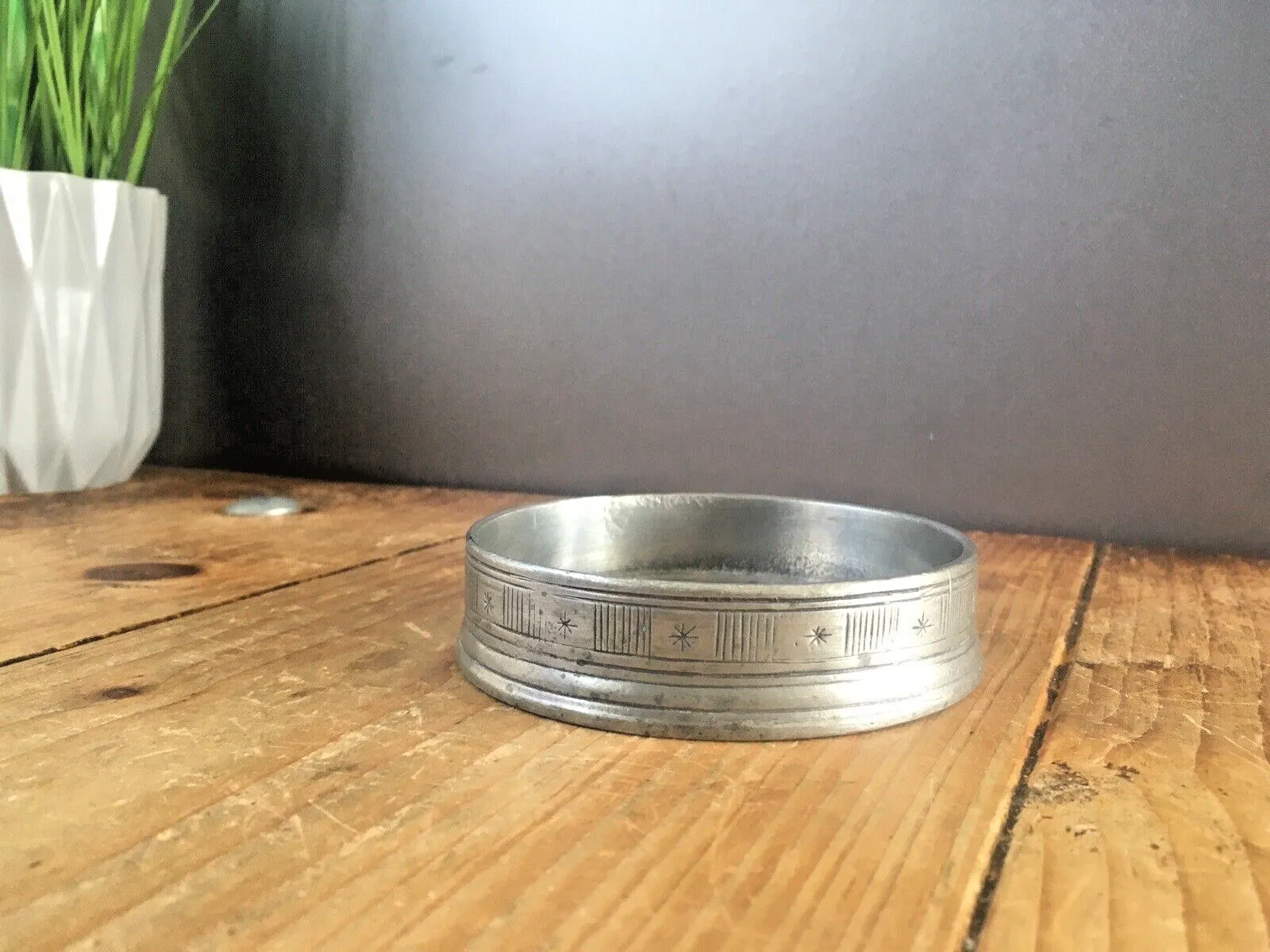 Modernist Norwegian Hadeland Tinnstoperi Pewter Champagne Wine Bottle Coaster photo for sale