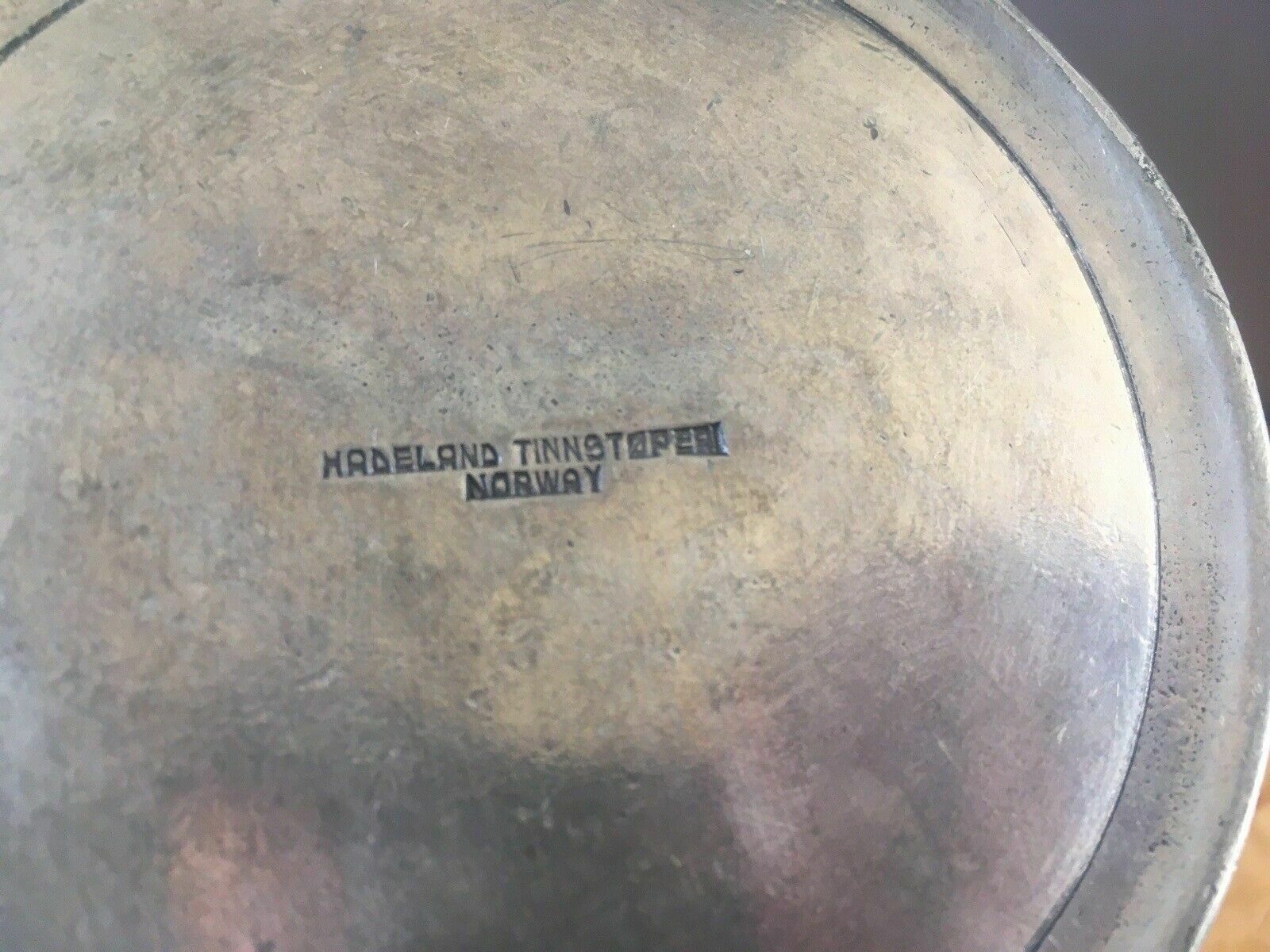 Modernist Norwegian Hadeland Tinnstoperi Pewter Champagne Wine Bottle Coaster photo vintage