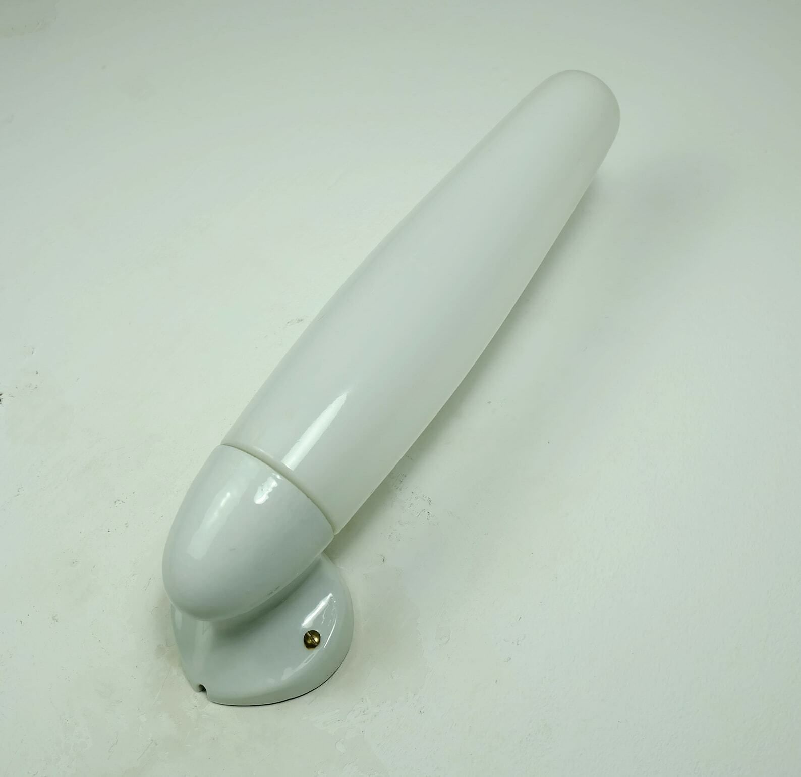 Wilhelm Wagenfeld Sconce Ceramic And Opaline Glass 1955 Bathroom Lamp photo vinterior