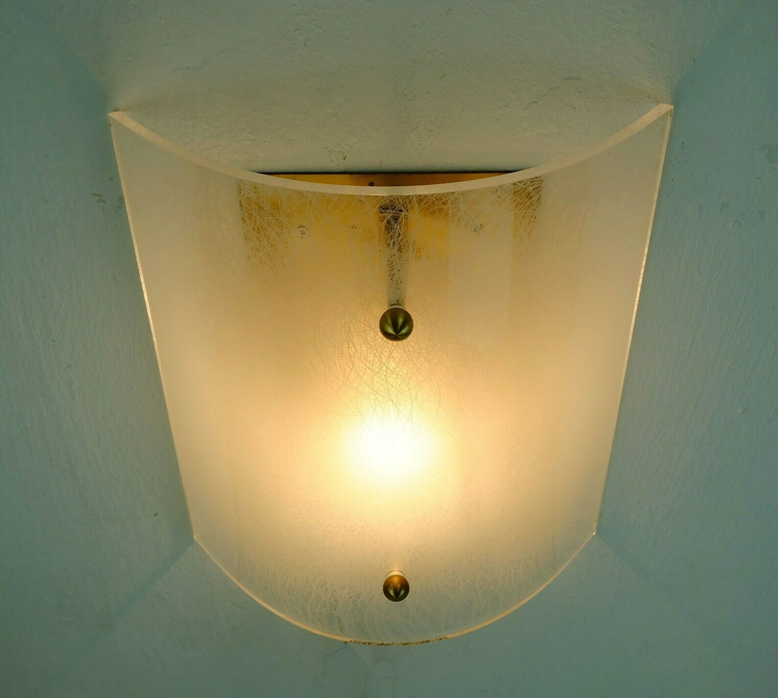 Large Mid Century Sconce Acrylic And Brass 1960s 1970s Lucite Wall Lamp