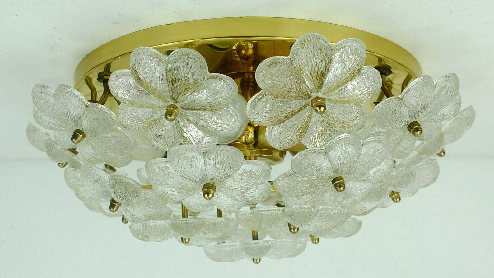 Mid Century Glass Blossoms Ceiling Fixture 1960s Ernst Palme Glass Brass photo buy