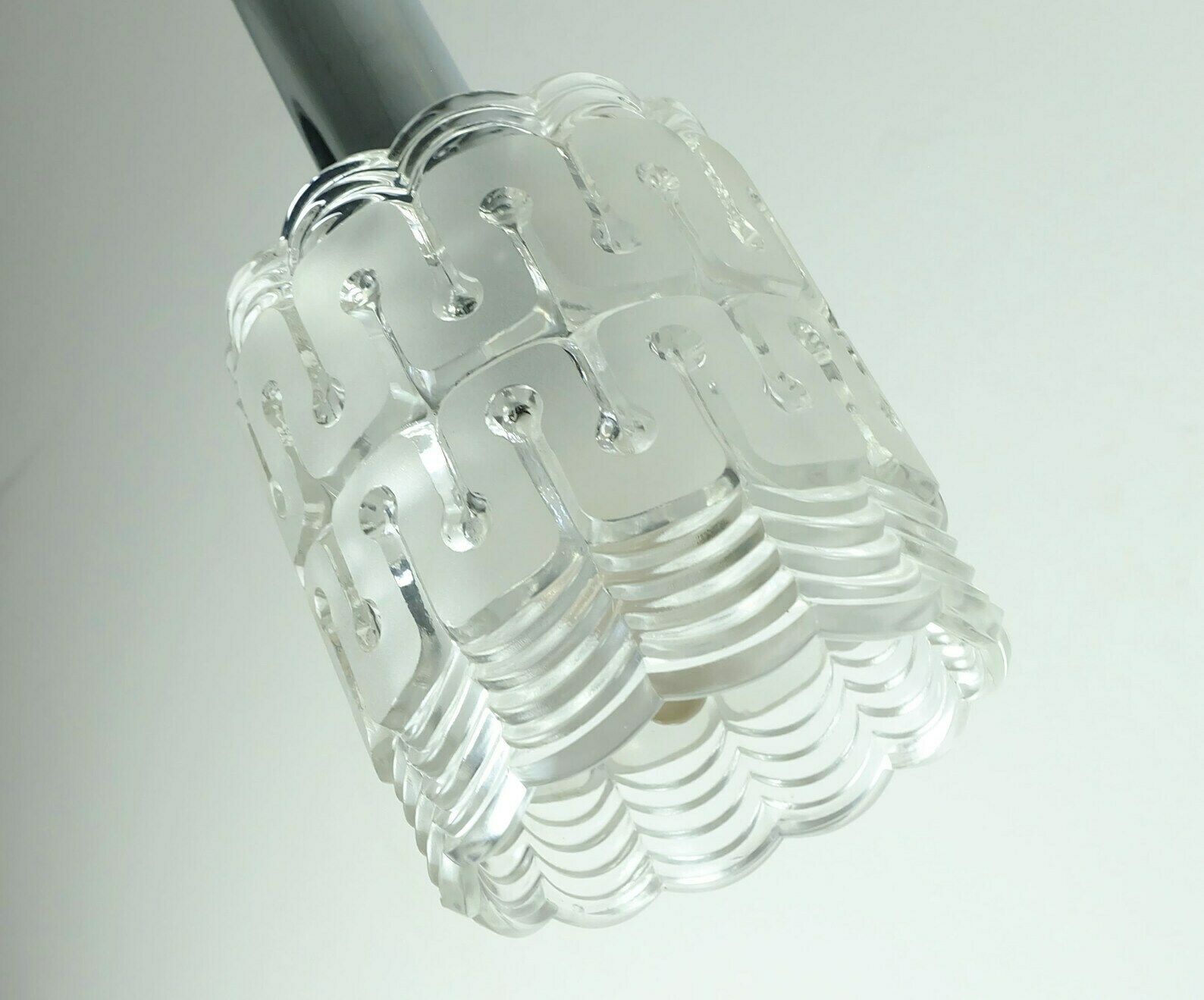 Mid Century Modern 3 Light Pendant Lamp Glass And Chrome Hillebrand photo Lighting