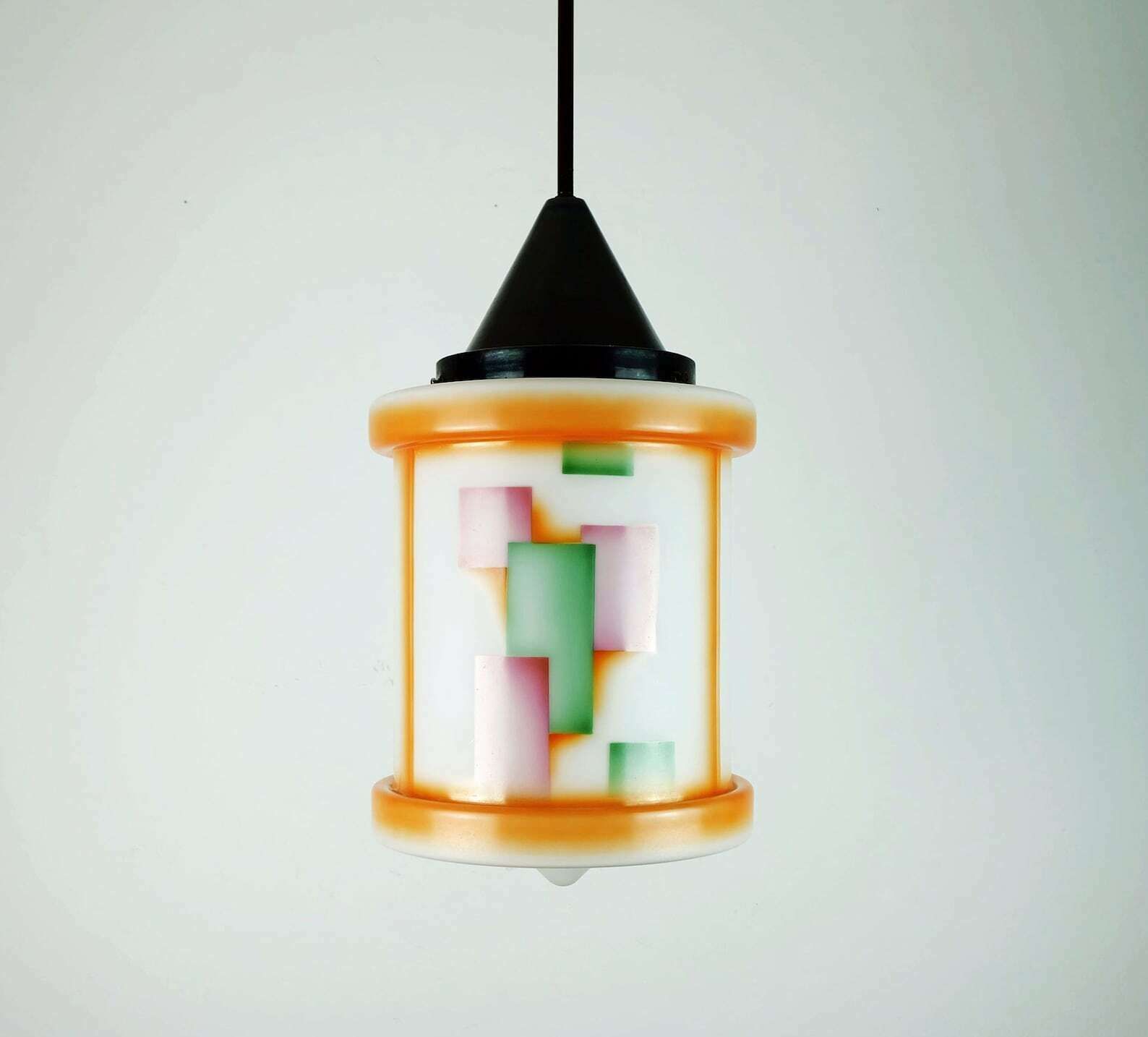 Art Déco Glass Pendant Light Airbrush Spritzdekor 1920s 30s Avantgarde Design photo furniture