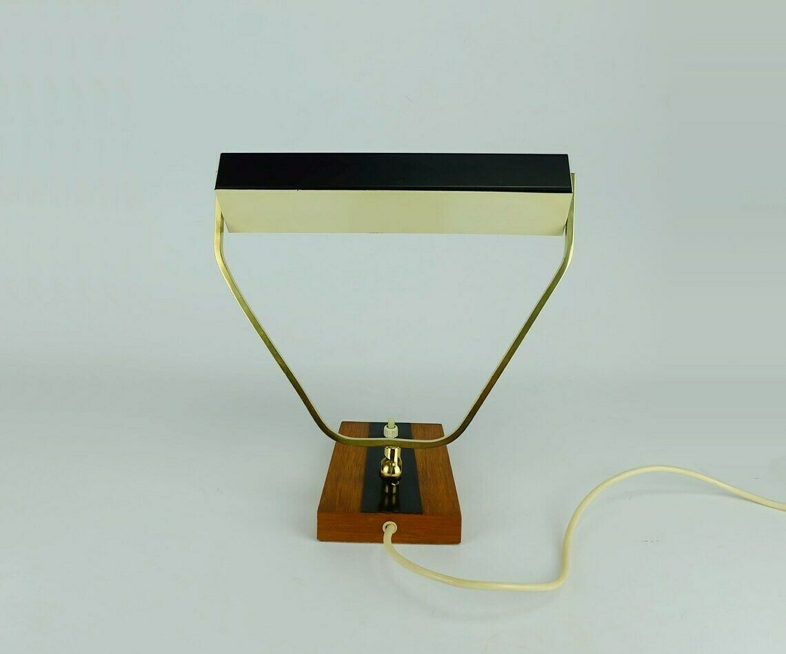Rare Kaiser Mid Century Desk Lamp Table Lamp Metal Brass Teakwood 1960s photo buy