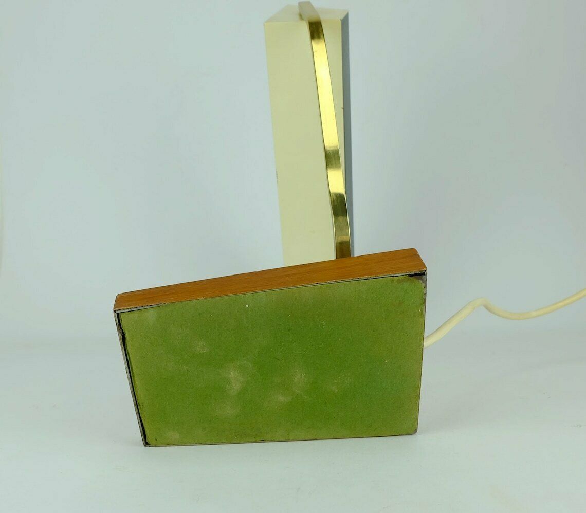 photo for sale Rare Kaiser Mid Century Desk Lamp Table Lamp Metal Brass Teakwood 1960s