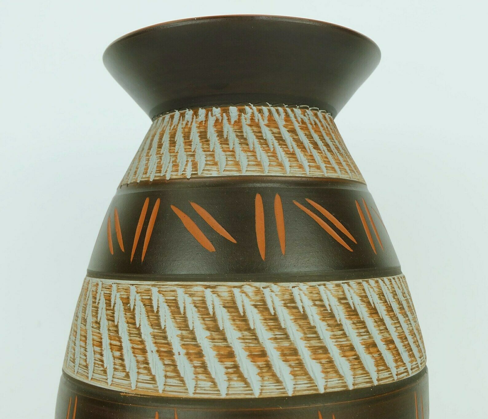 1950's Akru Keramik Mid Century Vase Sgraffito Decor Model 10 30 photo for sale