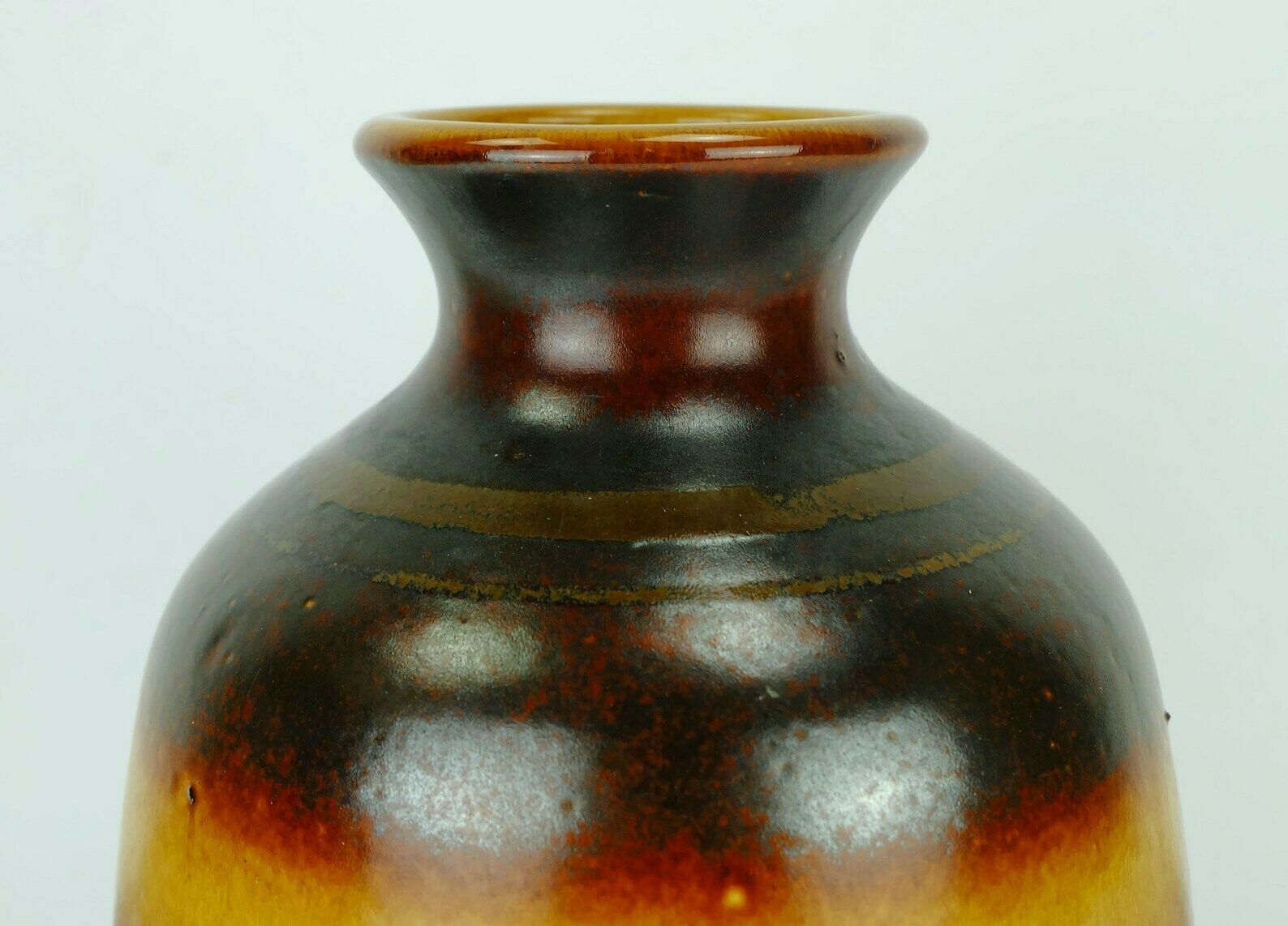 Large Mid Century Vase Ceramic Vase Model No. 1109/1 Amber With Different Shades Of Red And Brown photo vinterior