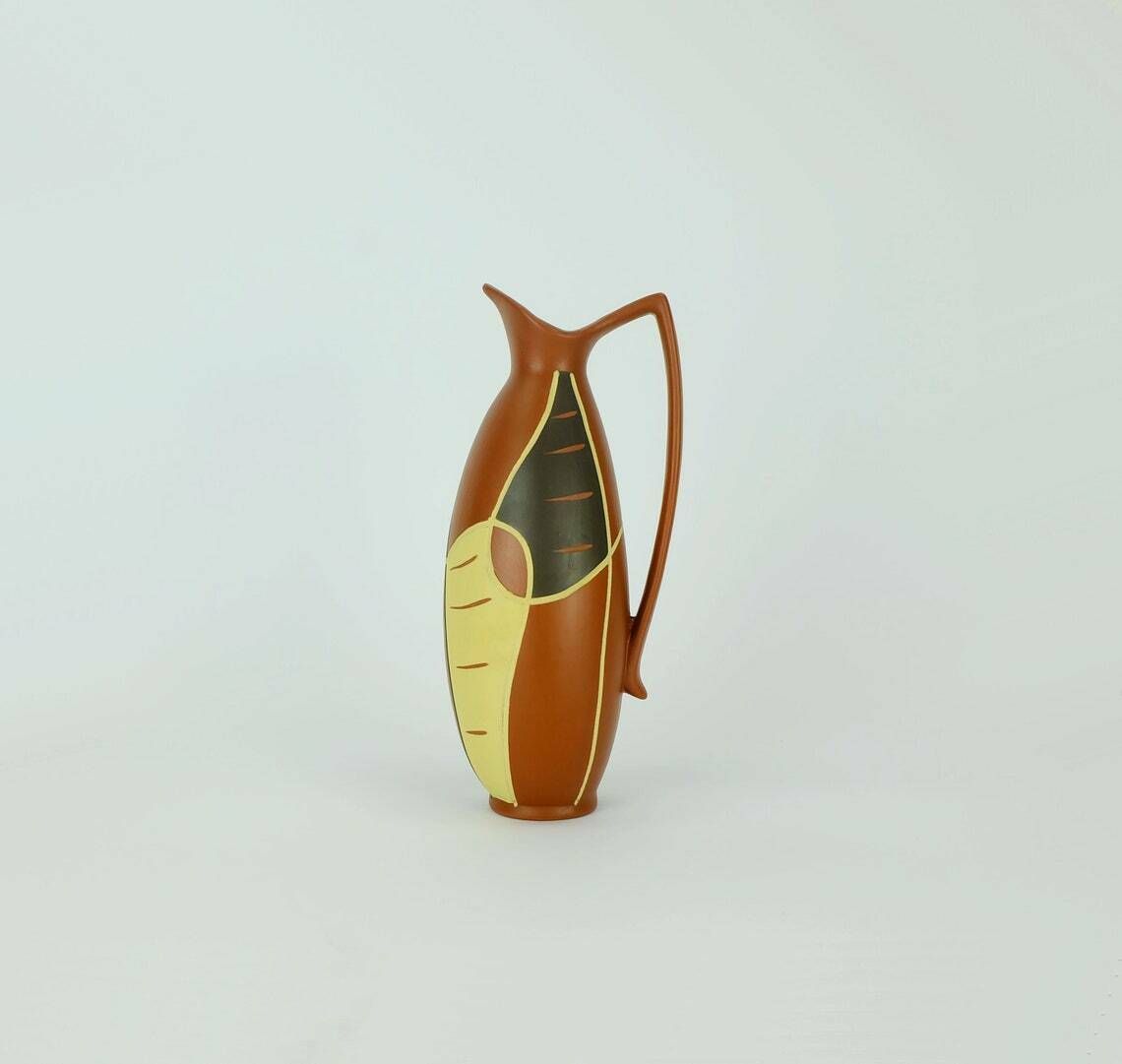 Very Beautiful Mid Century Vase Sawa Keramik 1950s Organic Shape And Decor Model 320 20