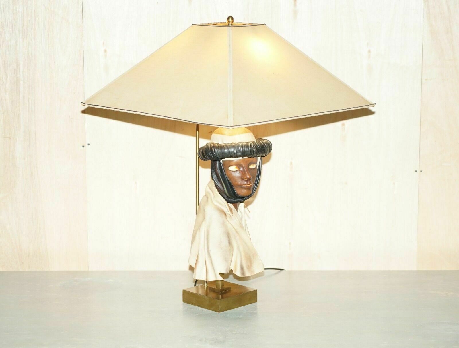 Mid Century Arabian Face Lamp Signed Pourbaix Circa 1960's Must See Pictures