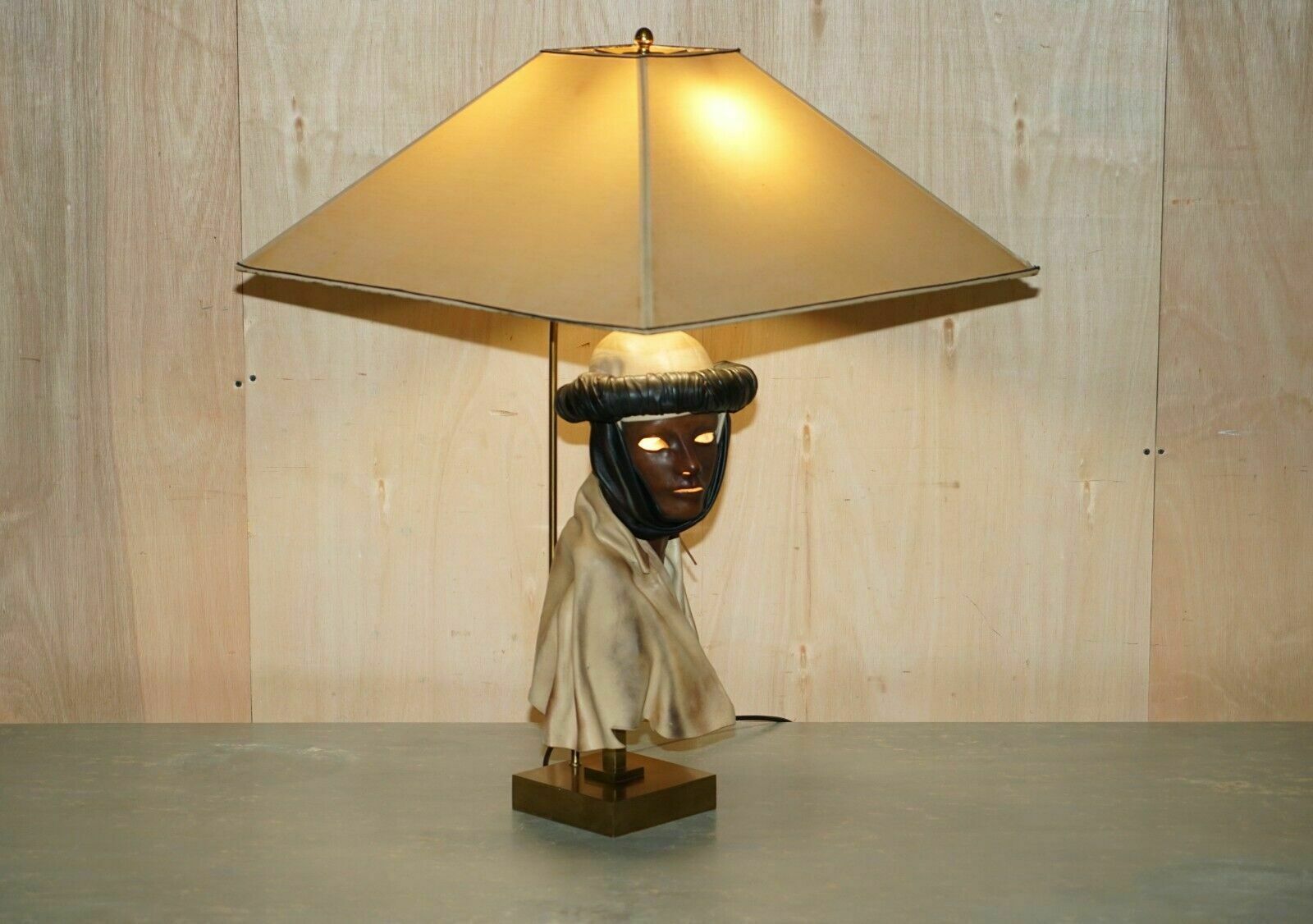 Mid Century Arabian Face Lamp Signed Pourbaix Circa 1960's Must See Pictures photo furniture