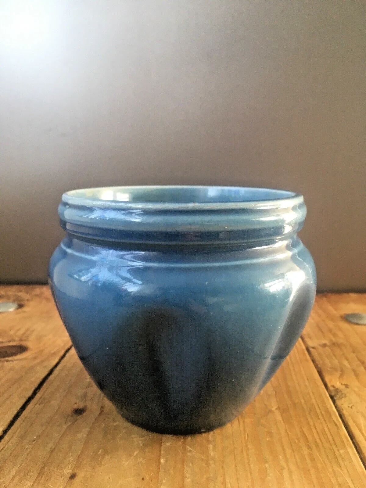 Antique Arts And Crafts James Wardle Blue Glazed Small Pottery Planter Plant Pot photo vinterior