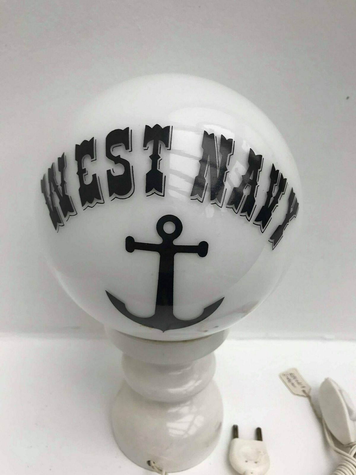 Table Lamp Vintage 70s West Navy Signed Philippe Capelle Nautical Decor Vintage Beach Ocean House Decor Seaside Desk Ornament Christmas Gift photo vinterior
