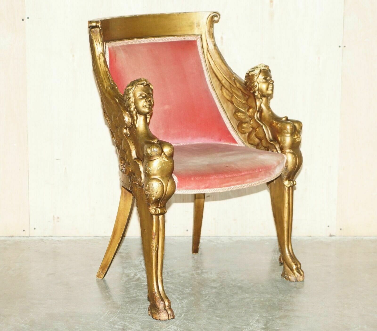 After Thomas Hope Antique Circa 1780 George III Hand Carved Giltwood Armchair photo furniture