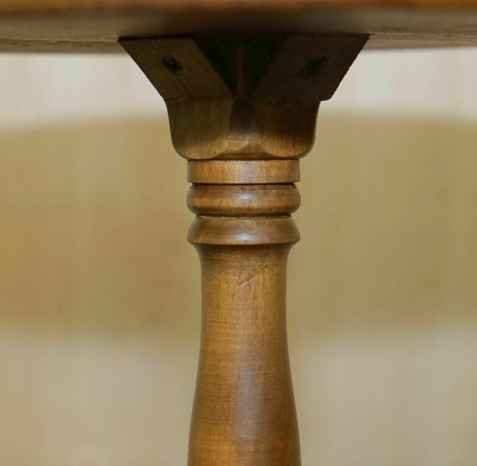 Vintage English Oak Tripod Side End Lamp Wine Table Lovely Patina To The Top photo vinterior