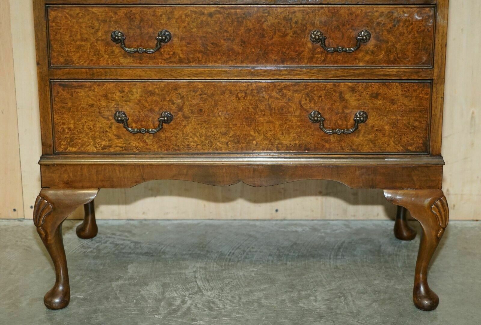 Stunning 1900's Burr & Burl Walnut Drop Front Bureau Desk Lovely Timber Patina photo buy