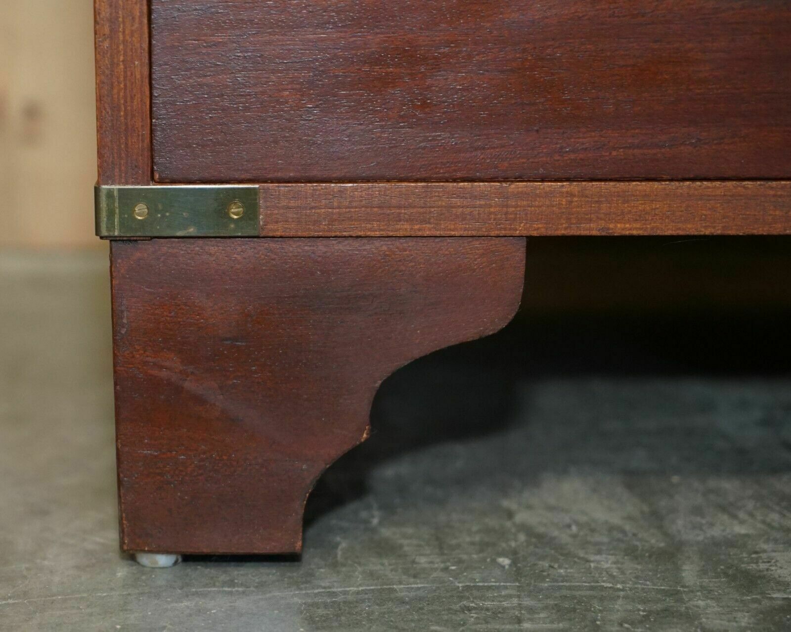 photo furniture Stunning Harrods Kennedy Military Campaign Side End Table Drawers Brown Leather