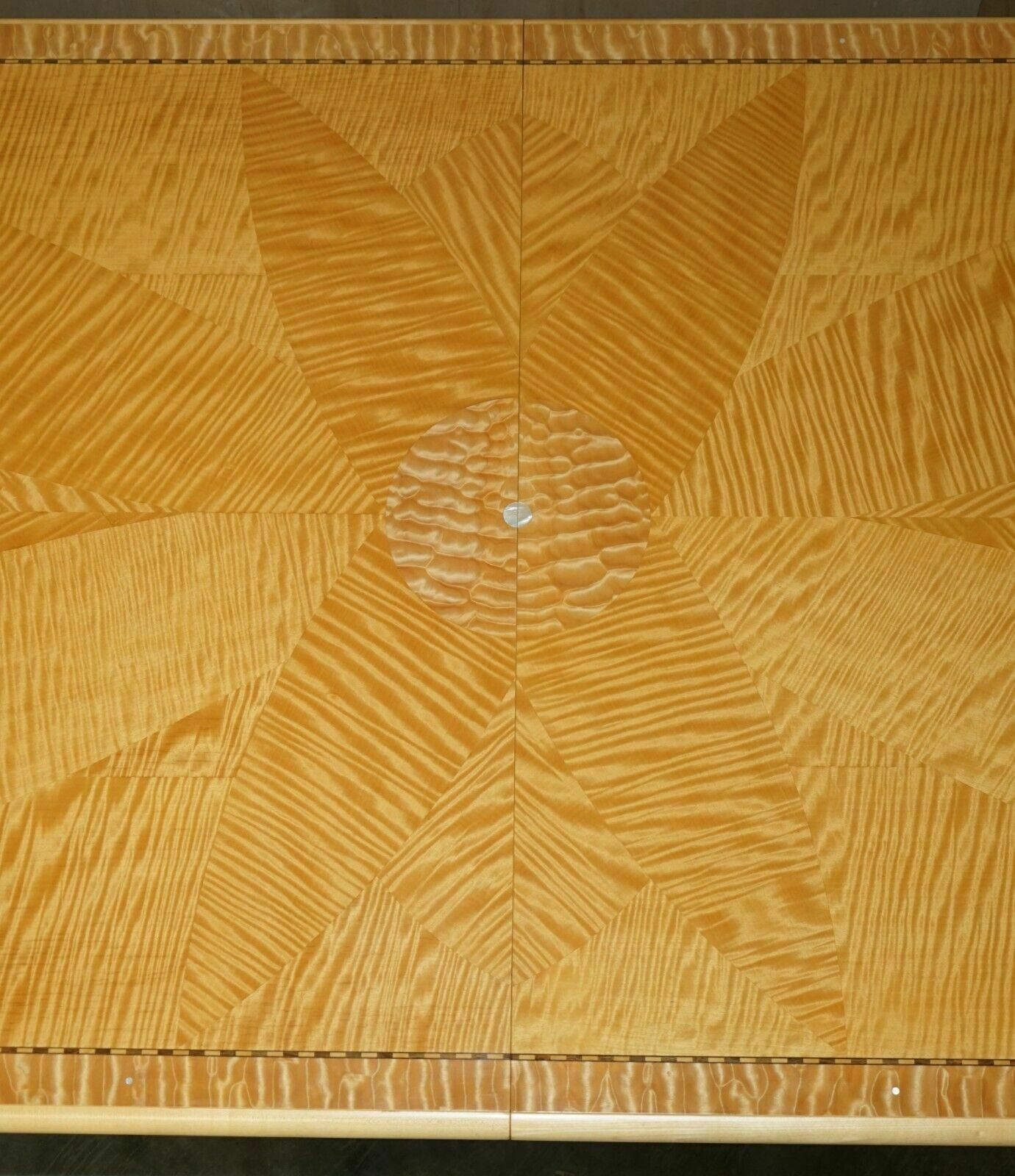 photo vintage Original Huge Andrew Varah Satinwood & Mother Of Pearl Dining Table