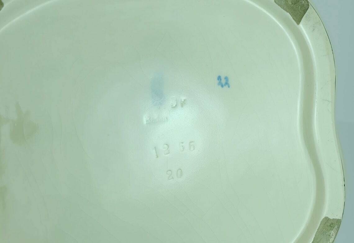photo for sale Majolika Karlsruhe Bowl With Handle Ceramic Basket Art Nouveau Pottery Model 1255 Forget Me Not Decor