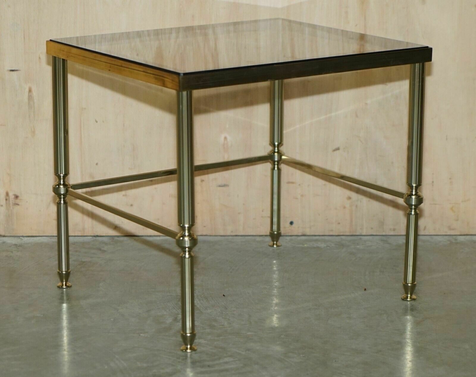 photo furniture Maison Jansen Nest Of Tables Hollywood Regency Nest Of Three Brass Glass Tables