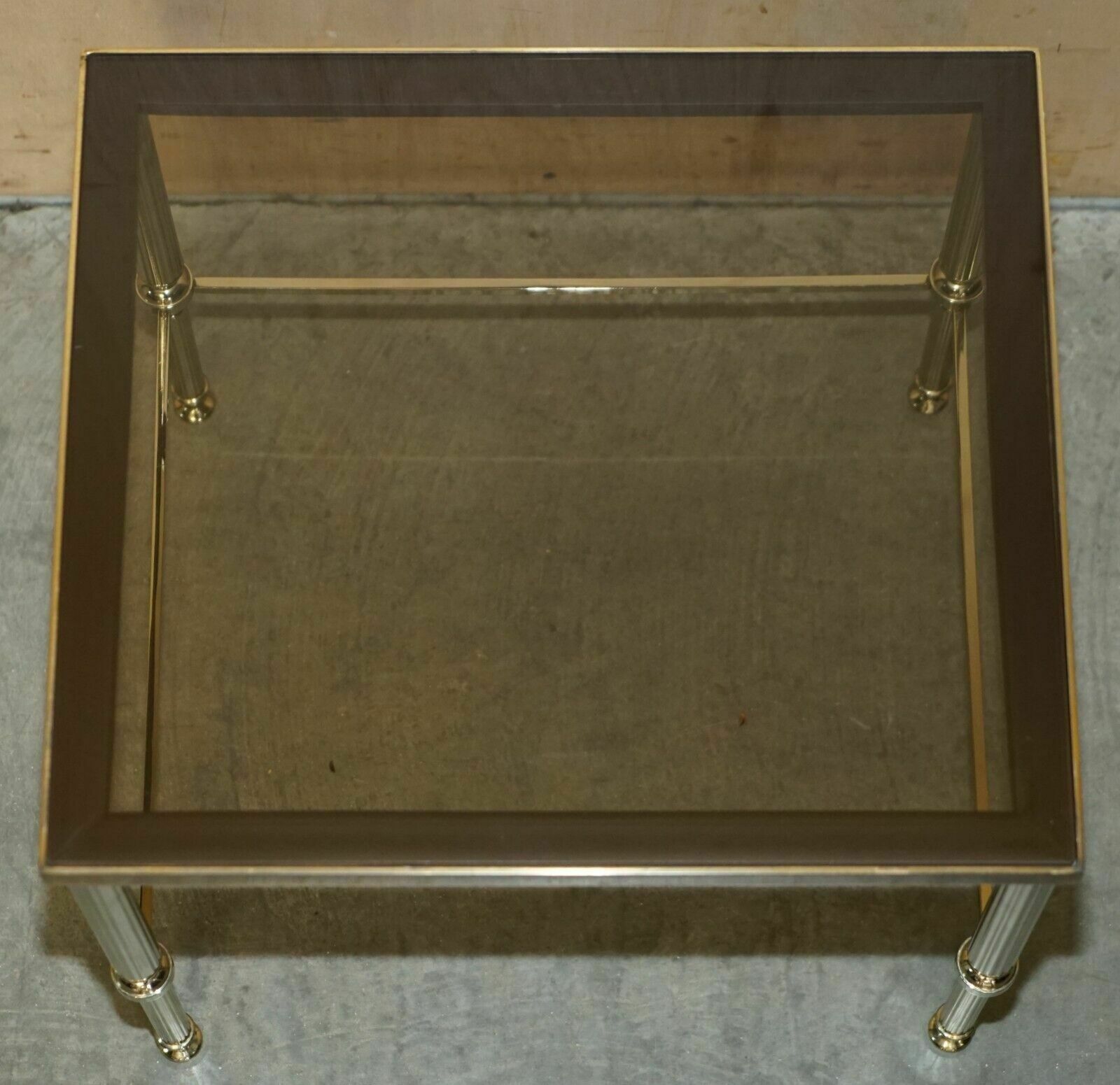 Furniture Maison Jansen Nest Of Tables Hollywood Regency Nest Of Three Brass Glass Tables photo