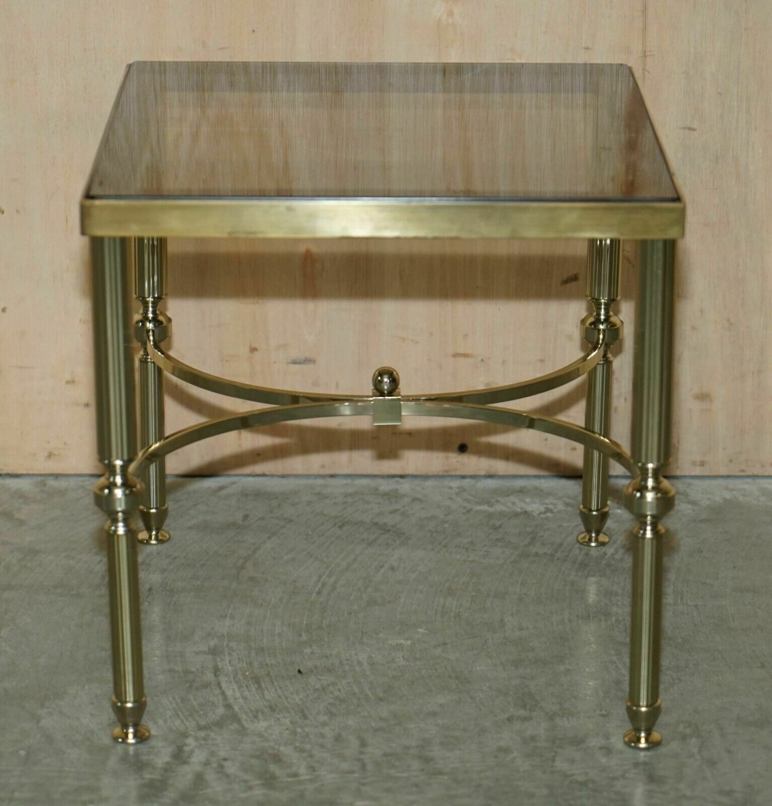 photo vinterior Maison Jansen Nest Of Tables Hollywood Regency Nest Of Three Brass Glass Tables