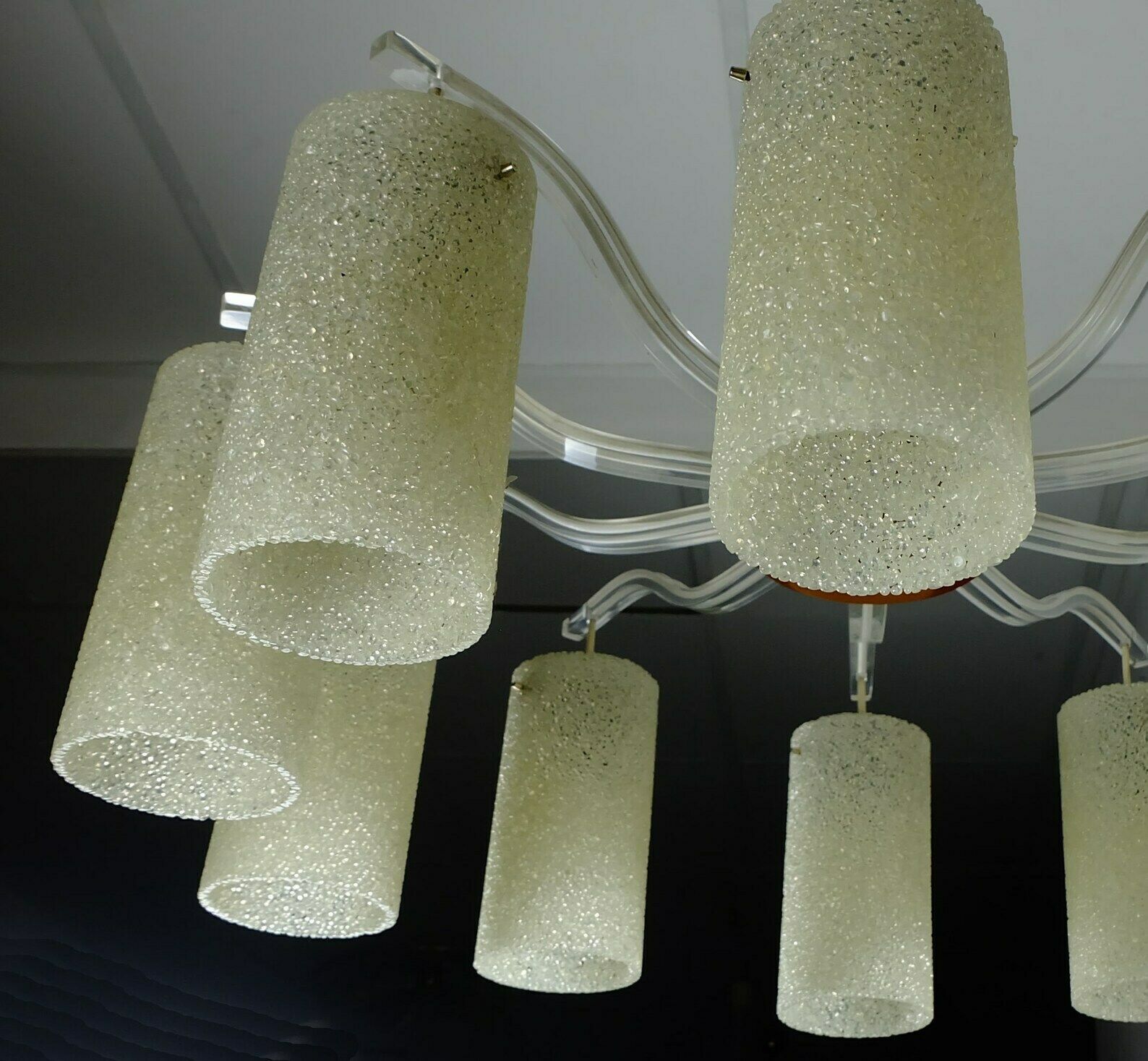 photo furniture Outstanding Large 1950s 60s Mid Century 10 Light Chandelier Acrylic Bakelite Plastic Granules Shades