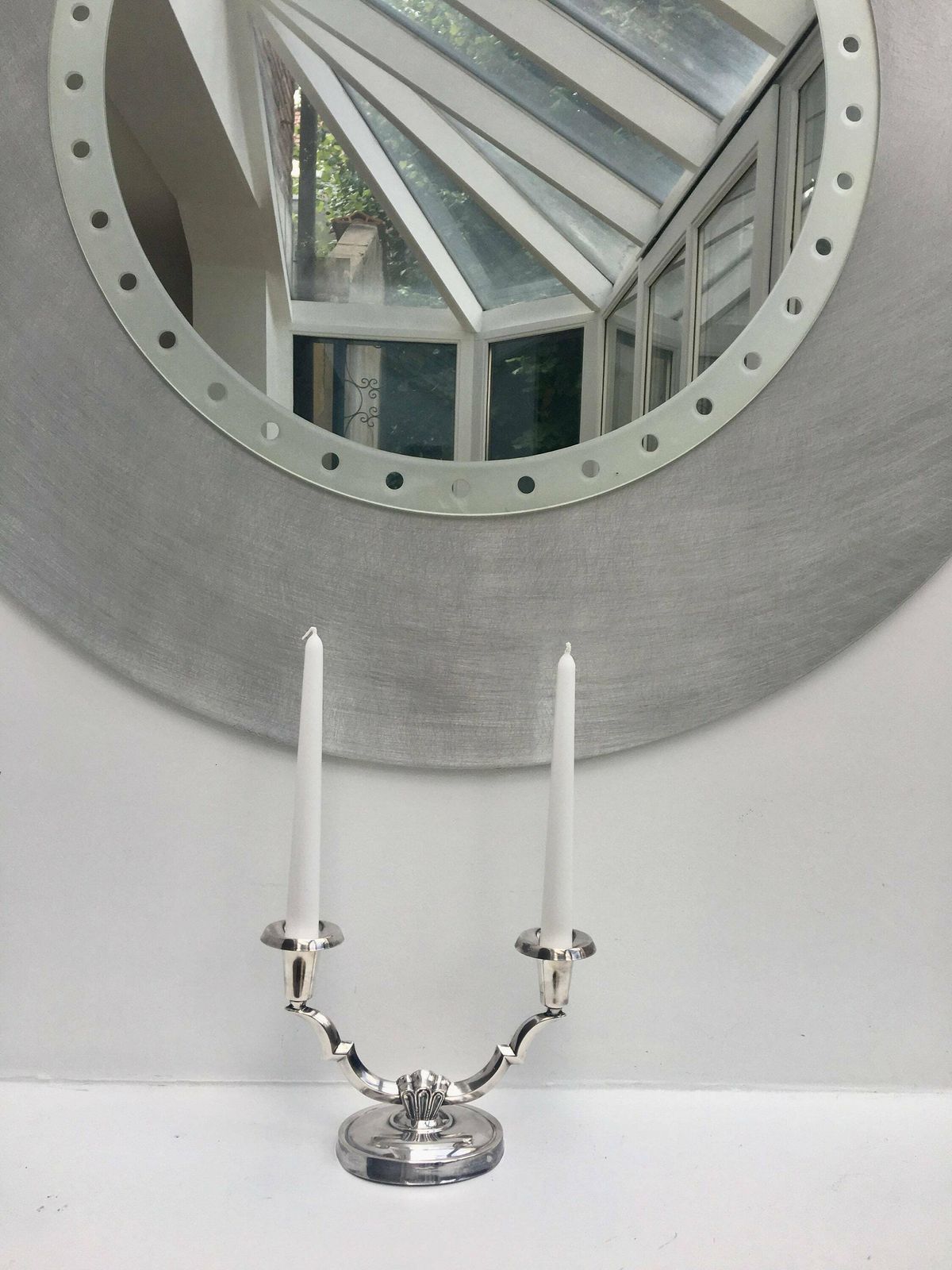 Art Deco Danish Silver Plated Candle Holder Two Branch Vintage Silver Plated Candlestick Holder Candelabra 2 Arms 1930avian Design Denmark photo buy
