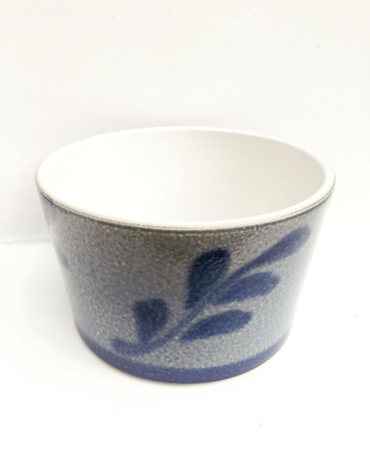 Plant Pot Indoor Cache Pot Outdoor Betschdorf Alsace France Saltglazed Pottery, French Country Blue Cobalt Antique Grey Ceramic Stoneware. photo furniture