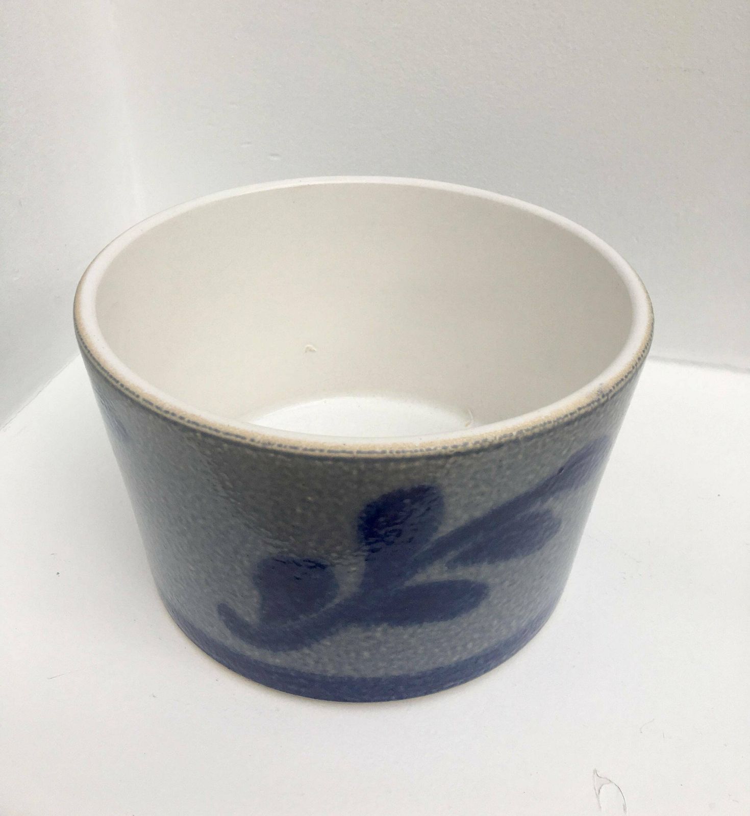 Plant Pot Indoor Cache Pot Outdoor Betschdorf Alsace France Saltglazed Pottery, French Country Blue Cobalt Antique Grey Ceramic Stoneware. photo for sale
