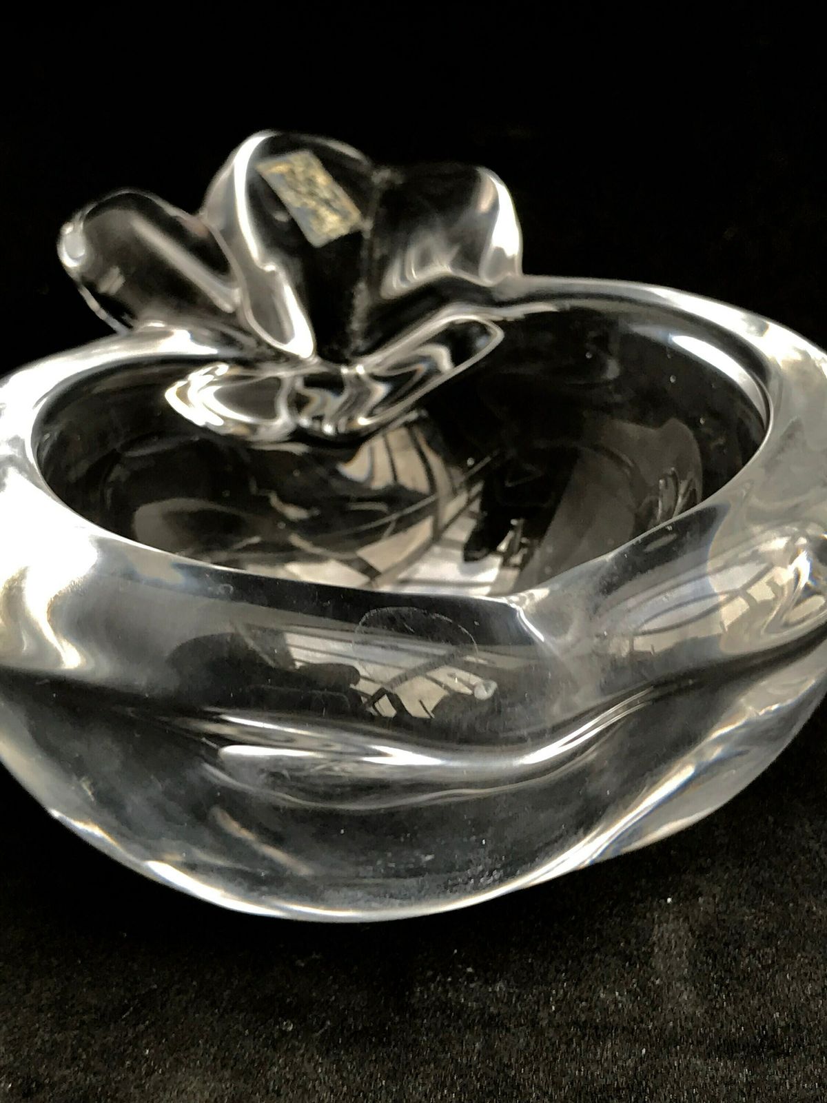 Apple Bowl Shaped Heavy Crystal Bowl By Art Vannes France Art Glass Paperweight Clear Crystal Mid Century Gift For Her Wedding Gift Ashtray photo buy