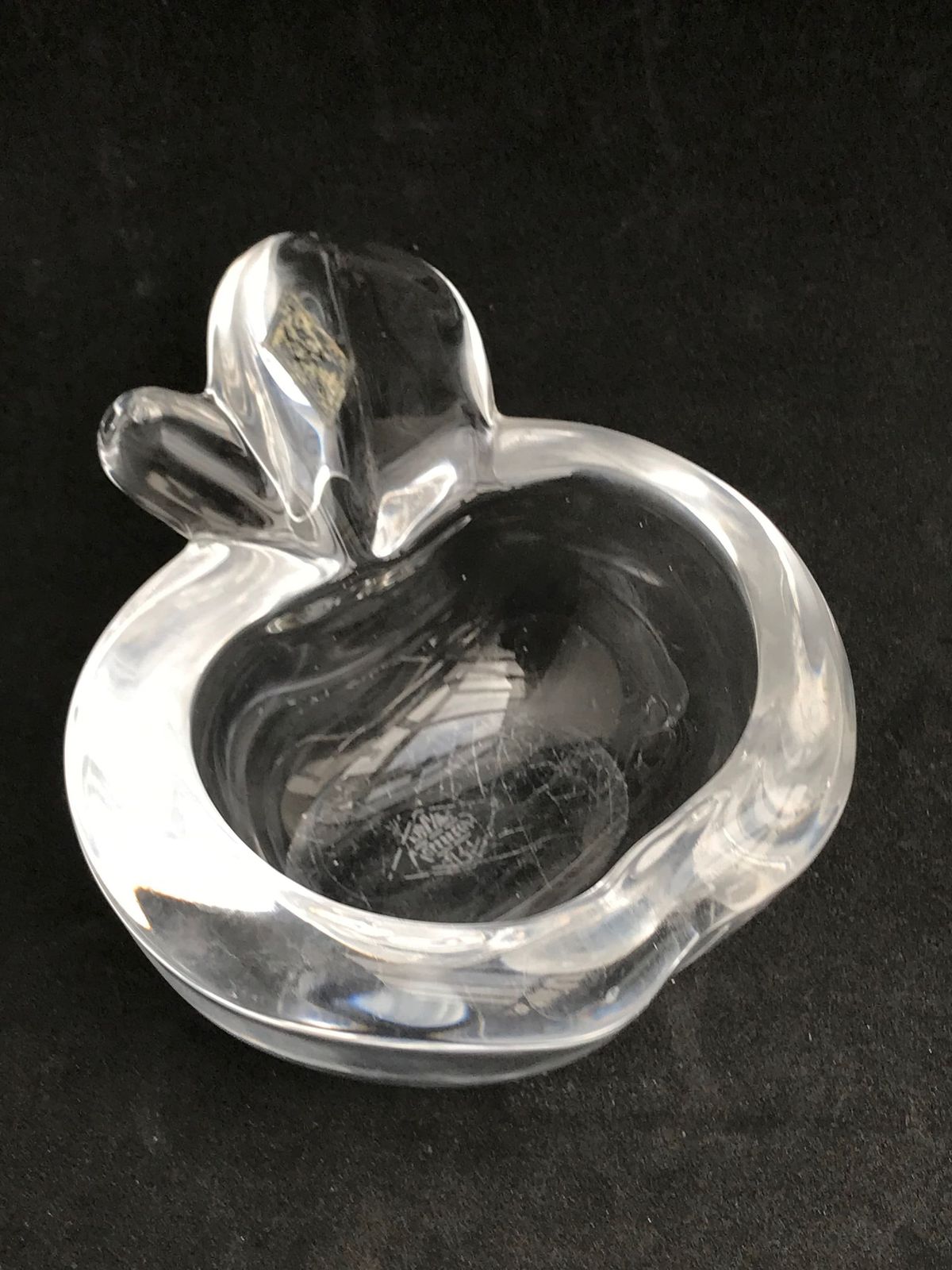 Apple Bowl Shaped Heavy Crystal Bowl By Art Vannes France Art Glass Paperweight Clear Crystal Mid Century Gift For Her Wedding Gift Ashtray photo vintage