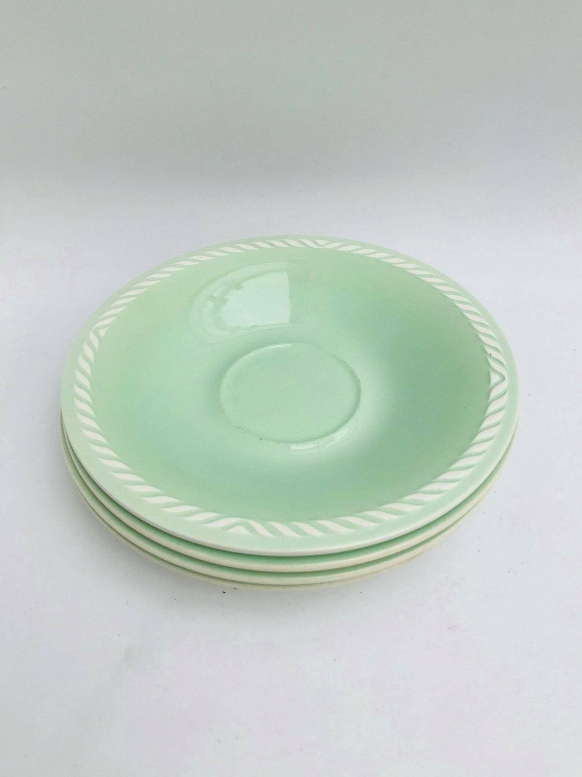 Figgjo Flint Saucers Sissel Mint Green Vintage 1950s Designed By Ragnar Grimsrud Scandinavian Design Norway Mid Century Replacement photo for sale