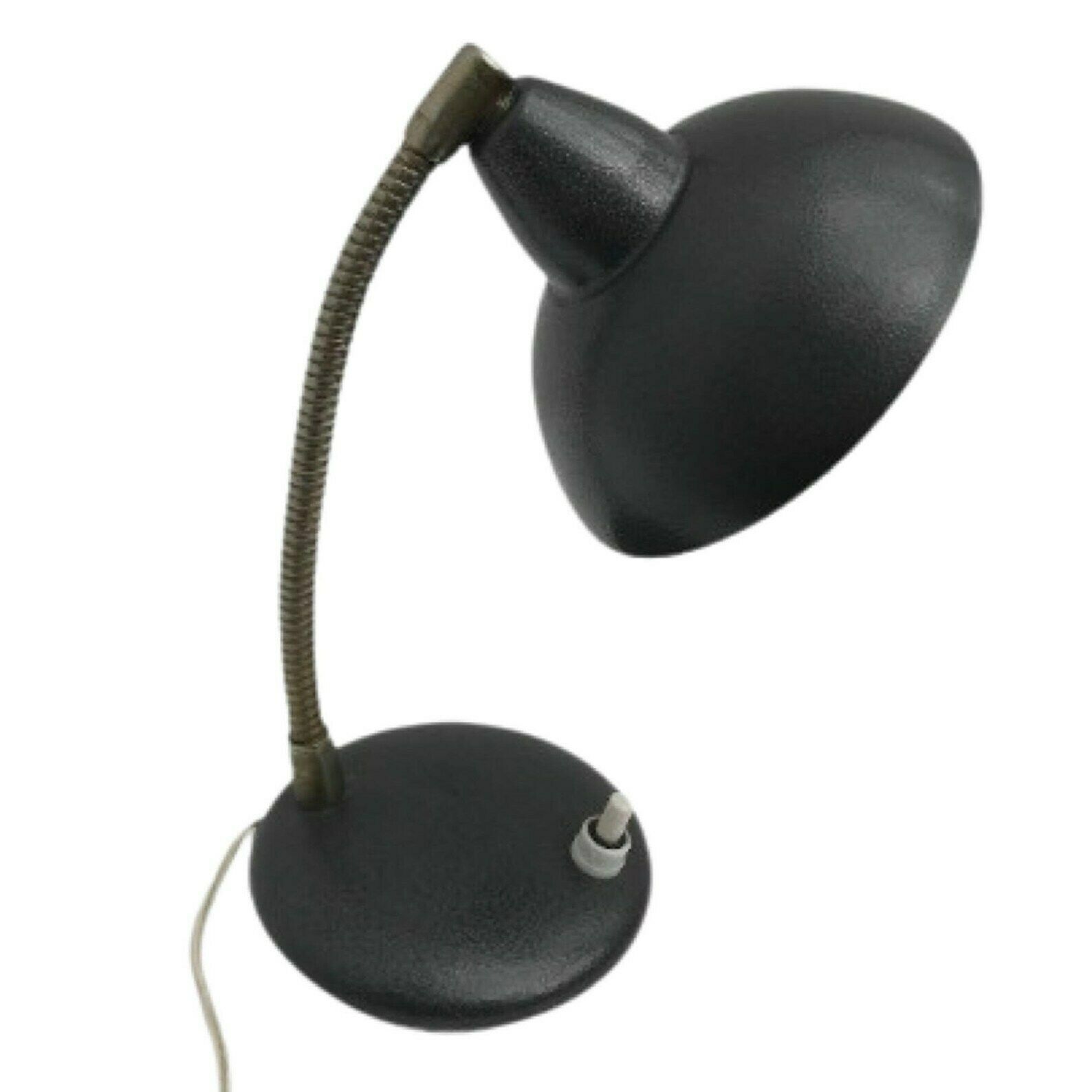 Industriële Mid Century Tafellamp – Kleine Bureaulamp Met Gooseneck, Vintage Jaren 40–50, Italië – Verstelbare Bauhaus Lamp, Minimalistisch Design