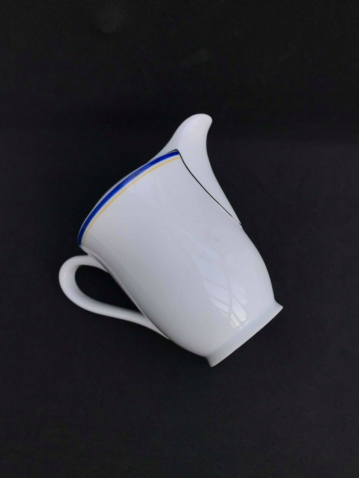 Creamer Arzberg Mid Century Porcelain Pop Art White Blue Silver Milk Jar Bavaria Germany Milk Pot Wedding Gift Cream Pot photo for sale