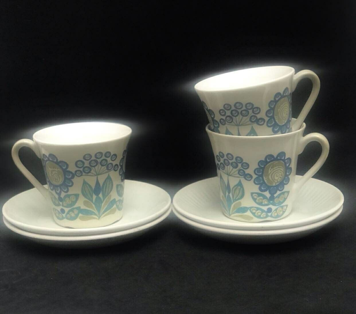 Figgjo Flint 3 Coffee Cups And 4 Saucers By Turi Gramstad Oliver, Tor Viking Pattern Tea Creamer Milk Pot Kitchen Norvegian Design Table photo furniture