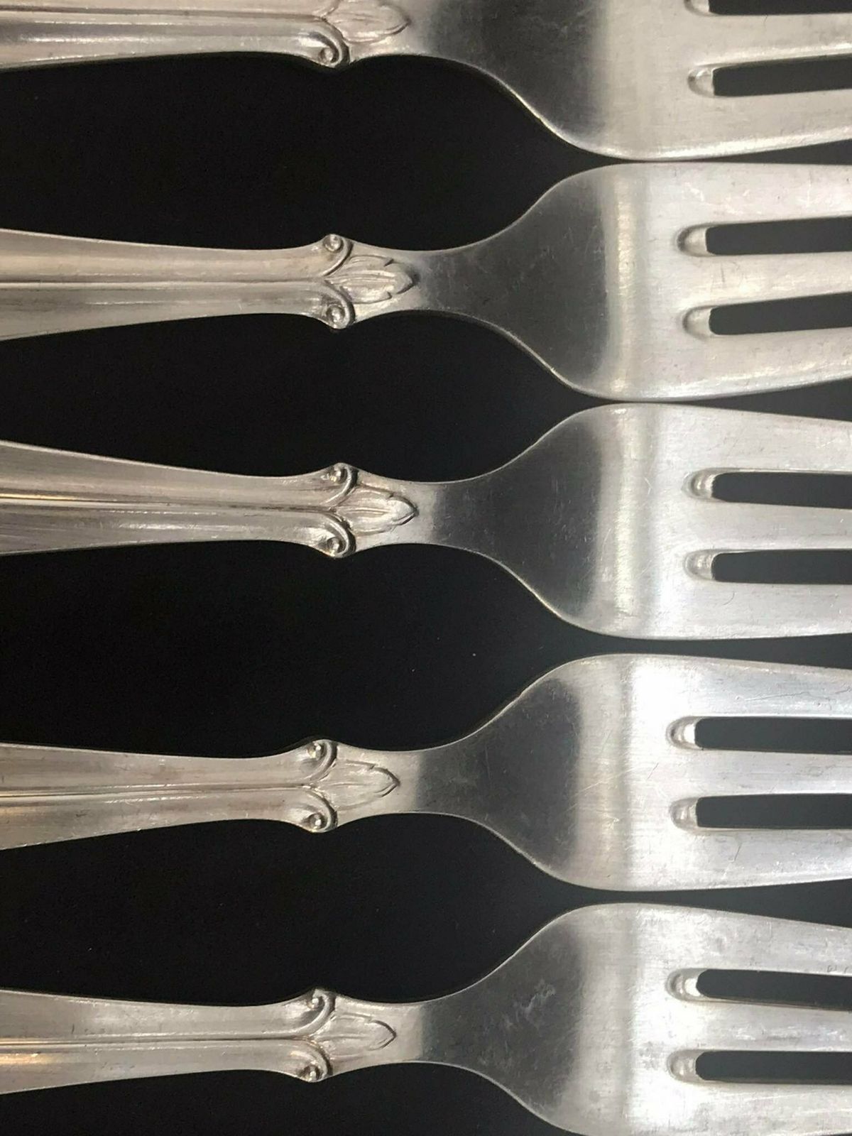Flatware Dessert Fork Cake Oysters Set 6 Absa Danish Silver Plated Antique Flatware Cutlery Scandinavian Antique photo vinterior