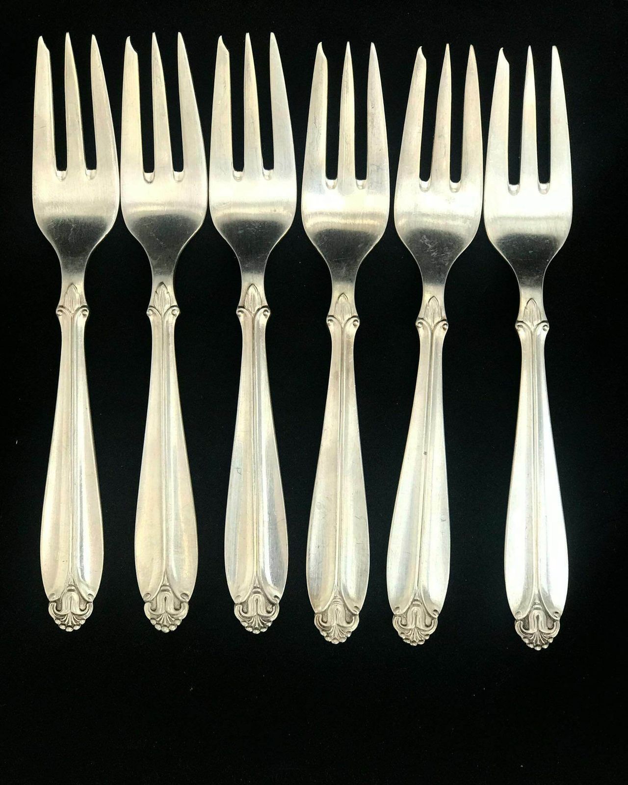 photo for sale Flatware Dessert Fork Cake Oysters Set 6 Absa Danish Silver Plated Antique Flatware Cutlery Scandinavian Antique