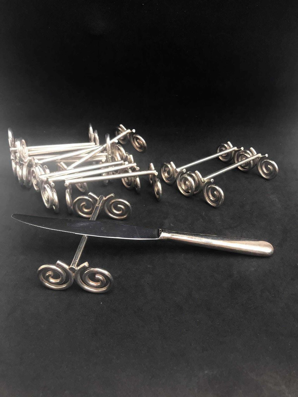 Cutlery Rest Set Art Deco Table Knife Rests French Art Deco Knife Rests, Chop Stick Rests French Plated Wedding Gift photo for sale