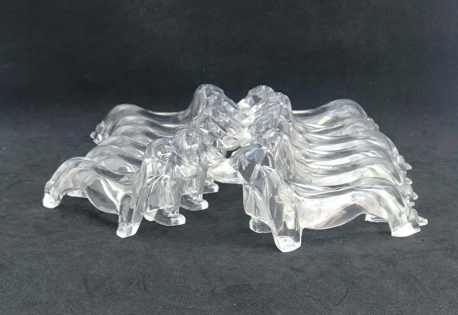 Dachshund Lucite Clear Acrylic Knife Rests Mid Century Gift Dog Lover Vintage Knife Set, Retro Table Holders Hostess Gift For Best Friend photo for sale