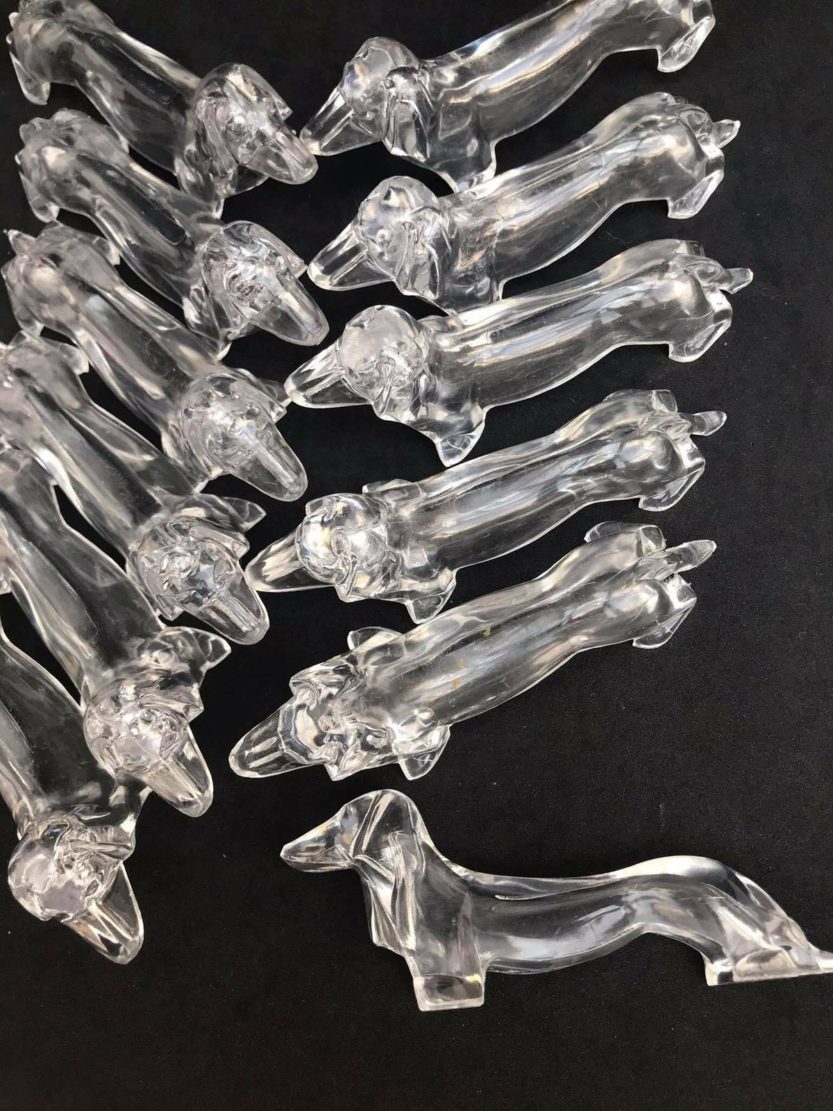 Dachshund Lucite Clear Acrylic Knife Rests Mid Century Gift Dog Lover Vintage Knife Set, Retro Table Holders Hostess Gift For Best Friend photo Home Decor