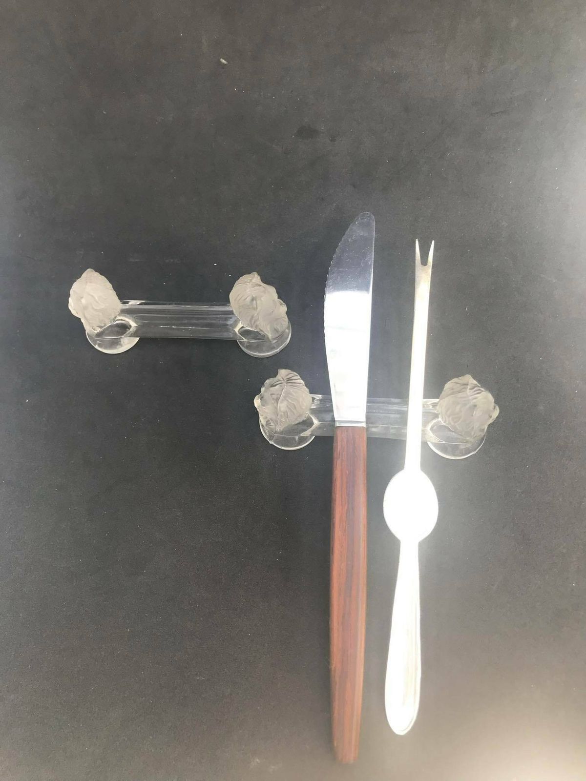 Knife Rest Antique Baccarat Molded Glass Cutlery Rest Set 2 Table Knife Holders Wedding Gift For Couple Gift Hostess Table Decor French photo 200.0