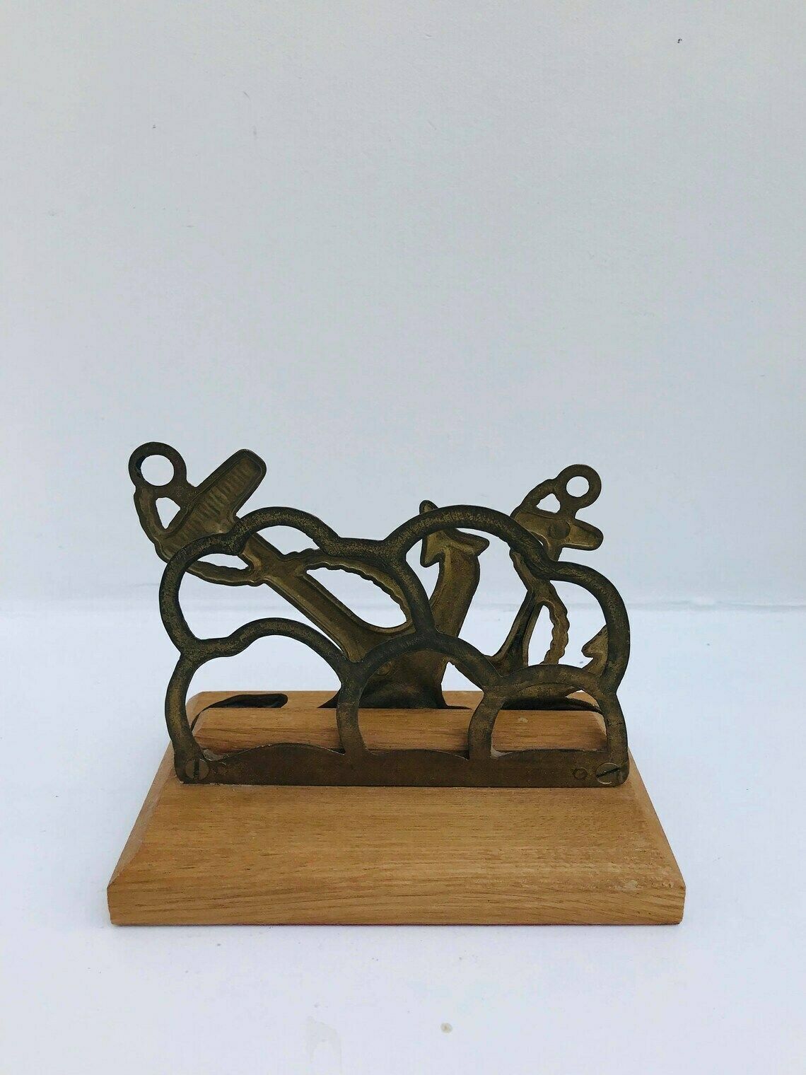 photo for sale Brass Letter Rack Mail Holder Nautical Decor Desktop Accessories Bronze Accents Desk Organizer Gift For Colleague Bill Holder Coastal Home