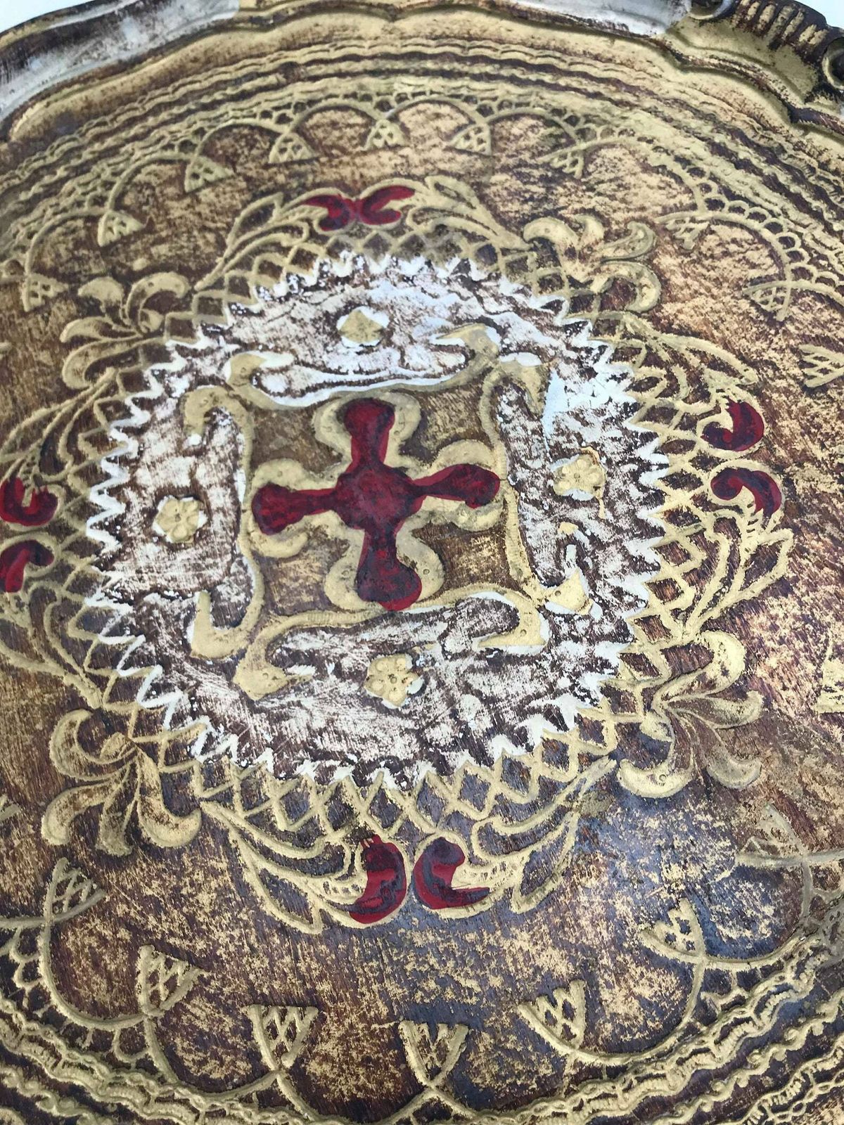 Large Round Tray Florentine Red And Gilt Old Italian Plateau In Florentine Style Handmade Hollywood Regency Bar Tray Wedding Gift photo furniture